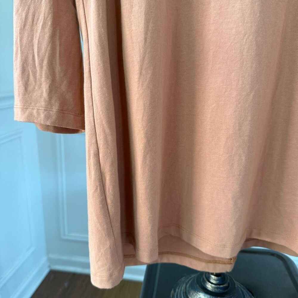Isaac Mizrahi Live Caramel Color Square Neck Tshirt M - Picture 3 of 7